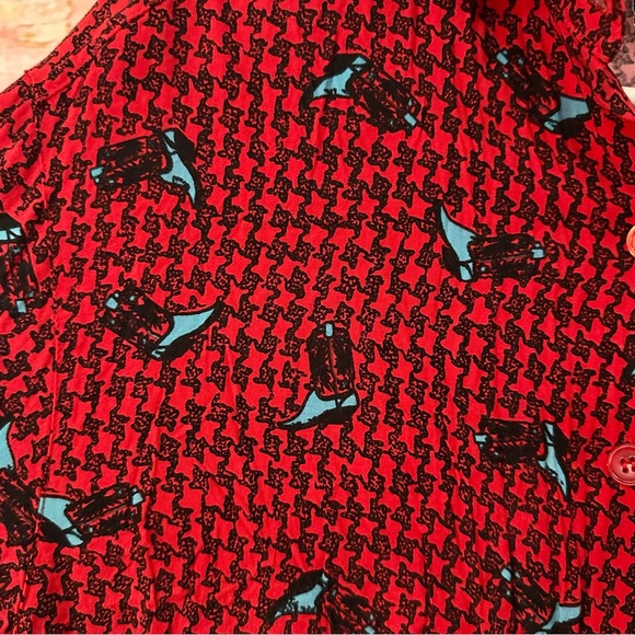 VINTAGE Houndstooth Cowboy Boot Button Up Shirt - Picture 3 of 7